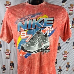 Nike Air Max 97 Swoosh Racing Retro Spell out Graphic Med Red Fade T-shirt